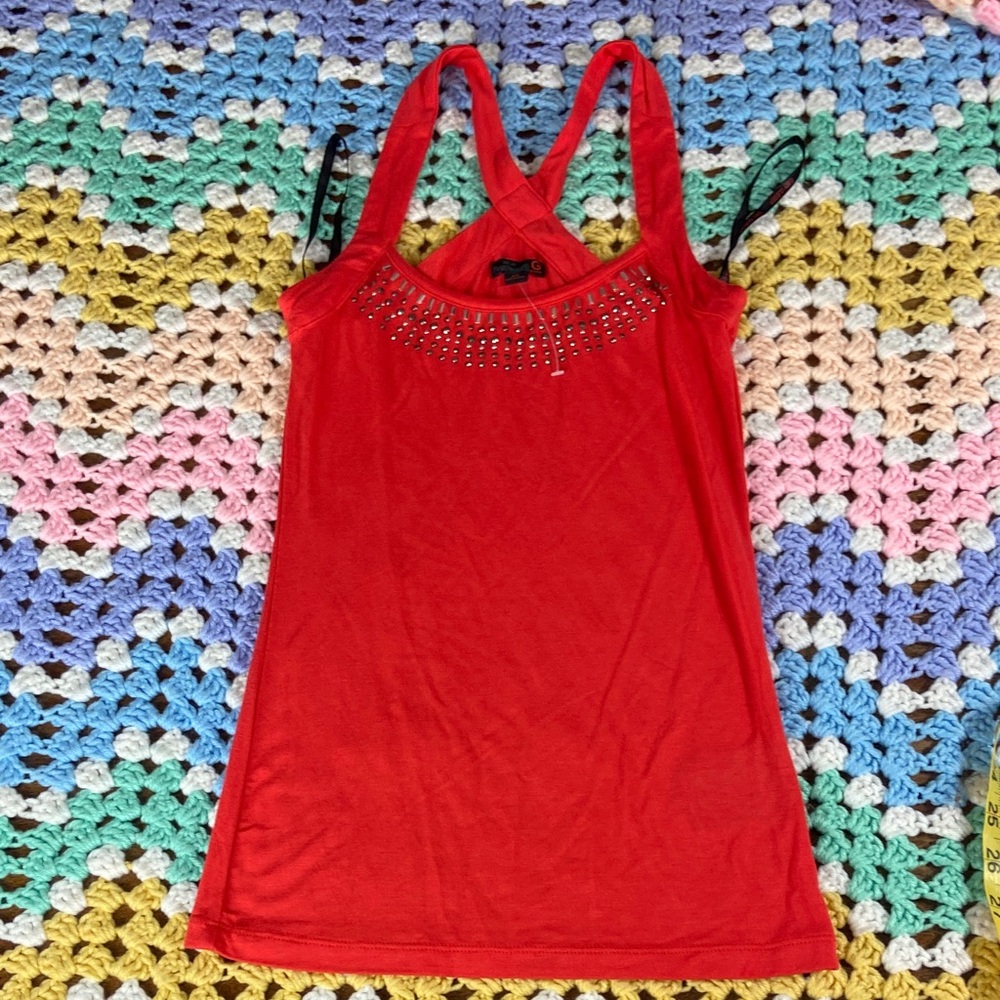 Vintage Y2K G by Guess Red Racerback Studded Tank Top xs xsmall